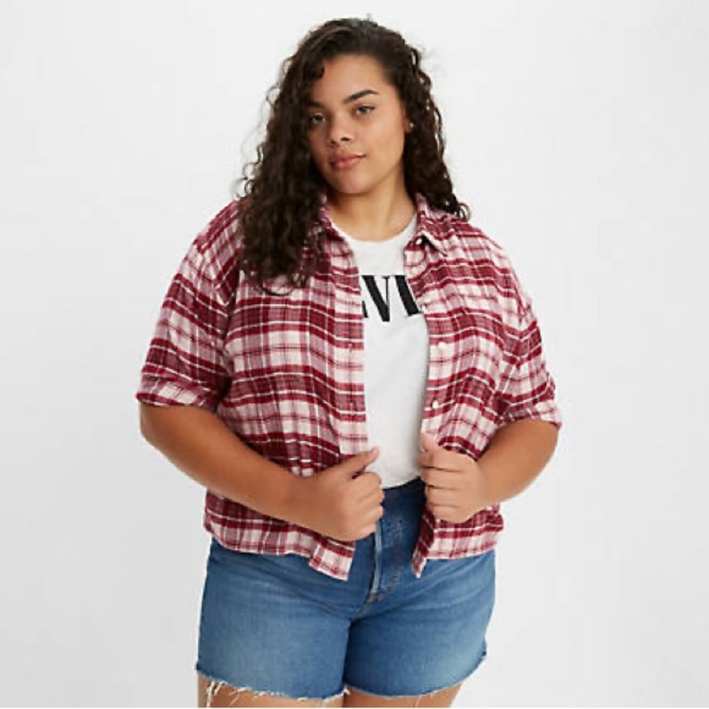 Levi’s Women's Plus Size Maple Cotton Plaid Utility Shirt - Picture 2 of 8